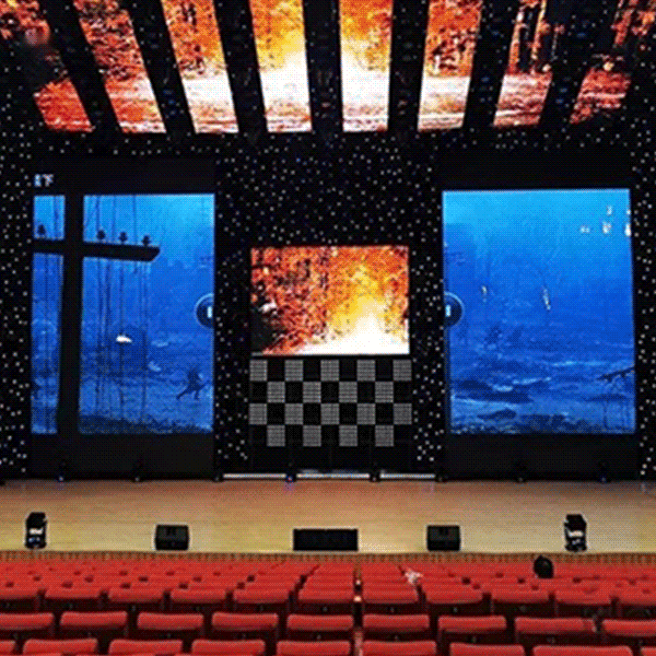 LED互動開合門滑軌屏 舞臺自動軌道移動開合屏 機械開合屏